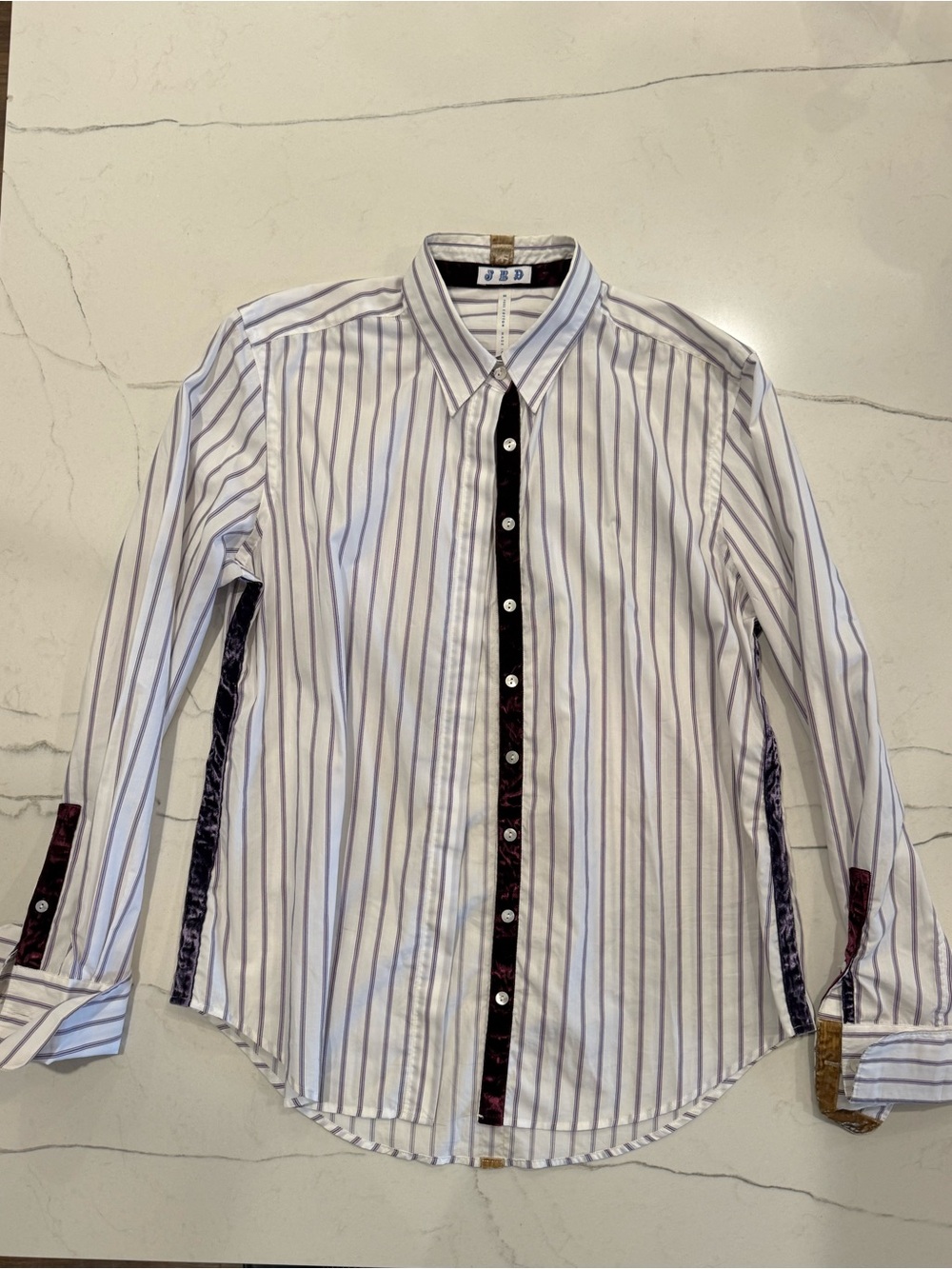 JED Women’s Button Down Shirt w/Velvet Accents, Size M